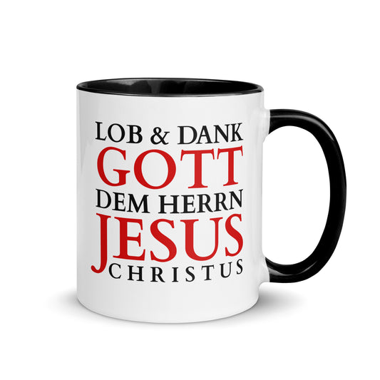 Lob & Dank dem Herrn Jesus - Tasse mit farbiger Innenseite DE ${variant-option} faith design by The Light of Life