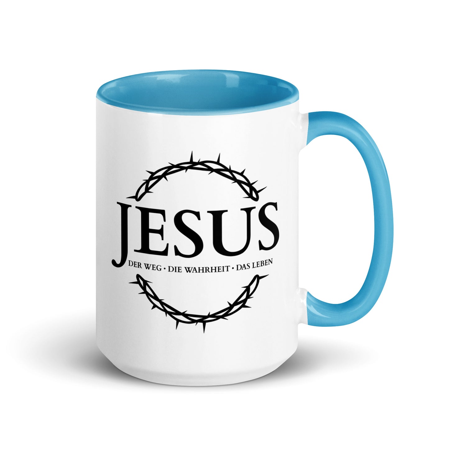 JESUS, Der Weg, Die Wahrheit, Das Leben - Tasse mit farbiger Innenseite DE faith design by The Light of Life
