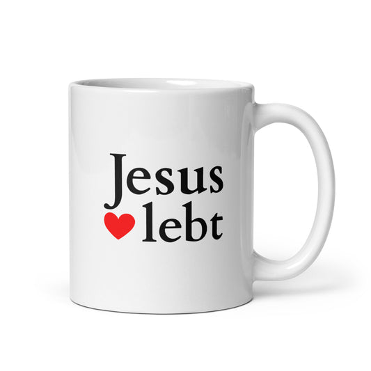 Jesus lebt - Weiße, glänzende Tasse - helles Design DE ${variant-option} faith design by The Light of Life