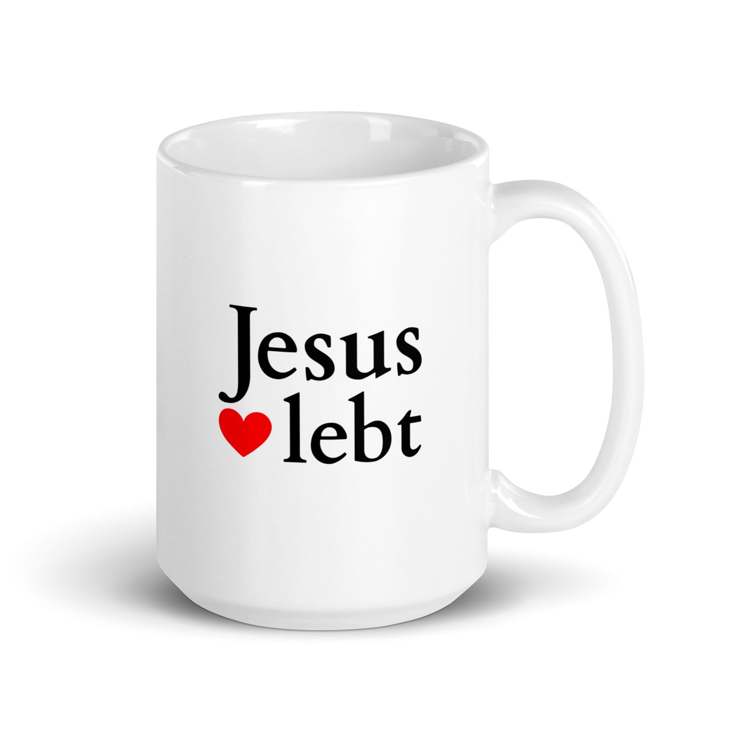 Jesus lebt - Weiße, glänzende Tasse - helles Design DE faith design by The Light of Life
