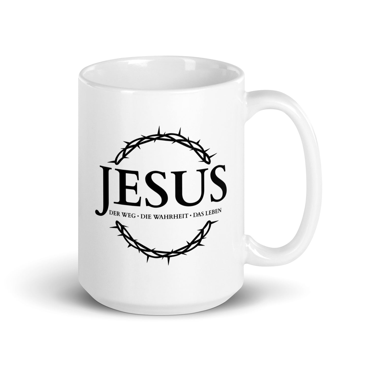JESUS, Der Weg, Die Wahrheit, Das Leben - Weiße, glänzende Tasse DE faith design by The Light of Life