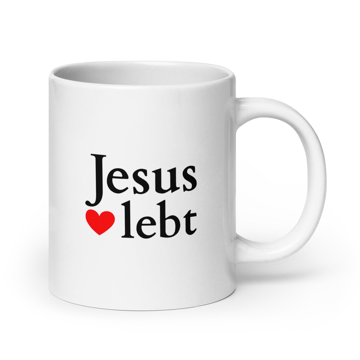 Jesus lebt - Weiße, glänzende Tasse - helles Design DE faith design by The Light of Life