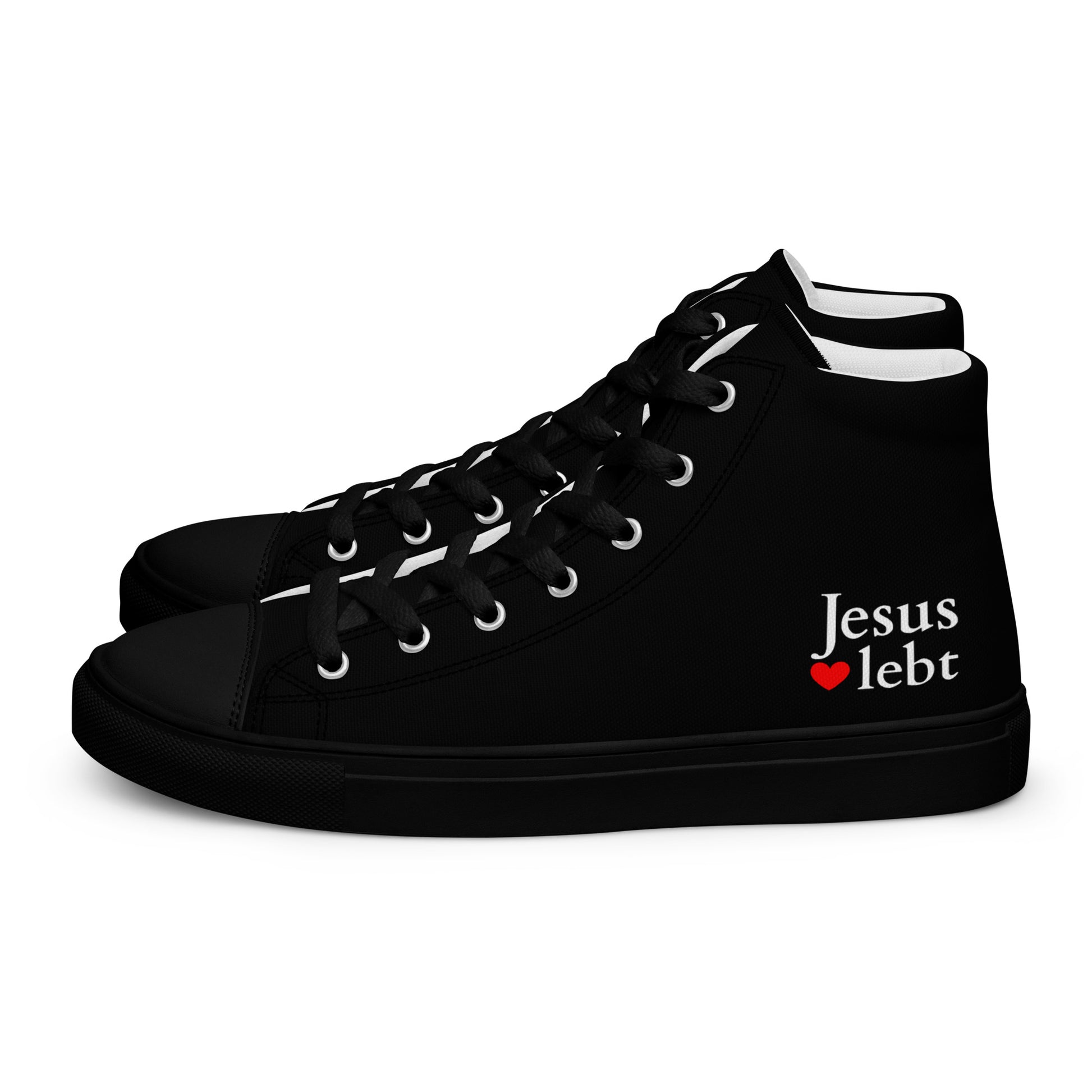 Jesus lebt - High-Top Leinenschuhe für Damen - total schwarz DE faith design by The Light of Life