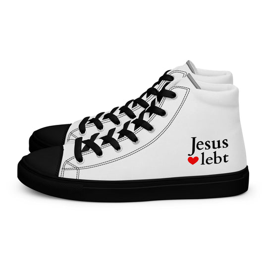 Jesus lebt - High-Top Leinenschuhe für Damen - Schwarz/weiß DE ${variant-option} faith design by The Light of Life
