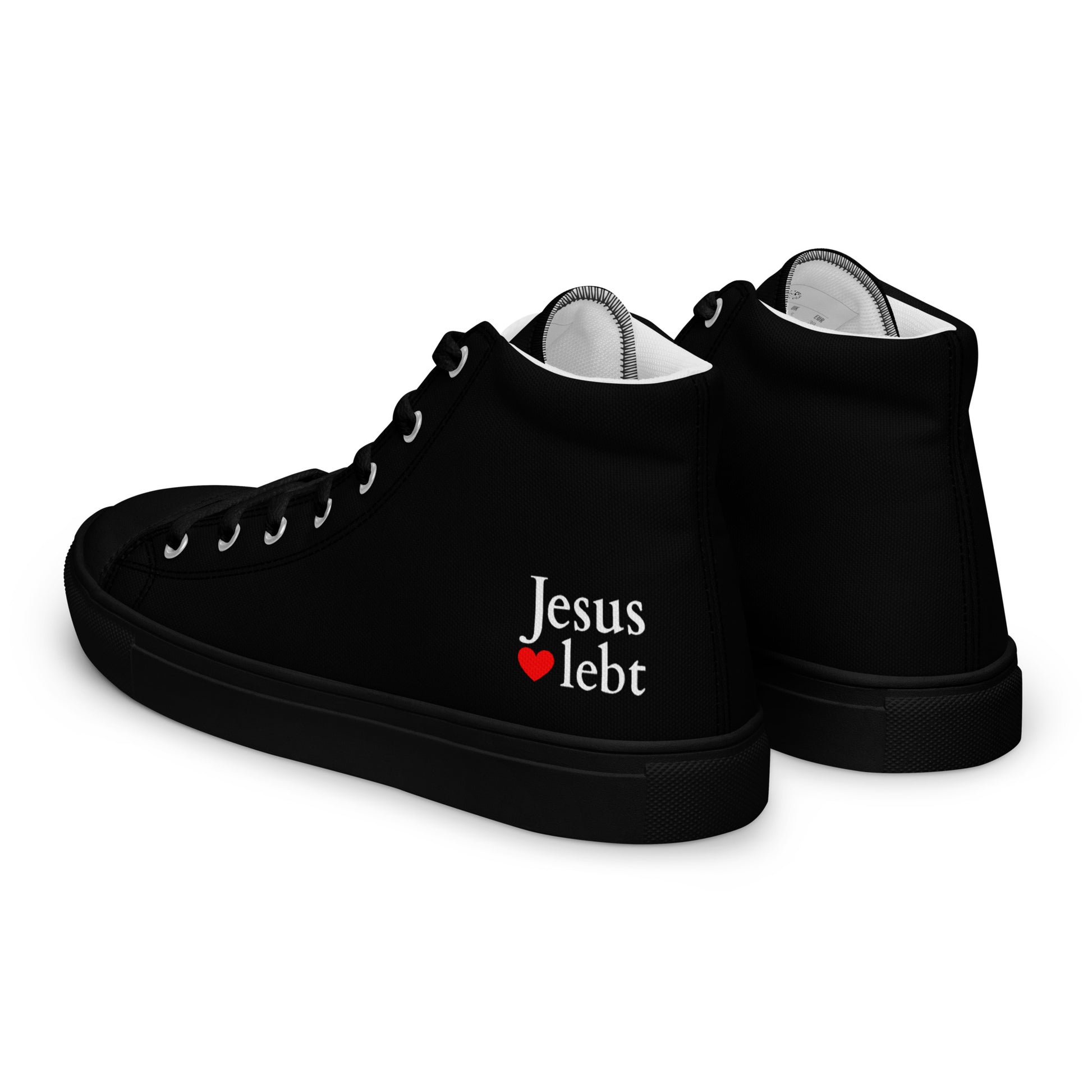 Jesus lebt - High-Top Leinenschuhe für Damen - total schwarz DE faith design by The Light of Life