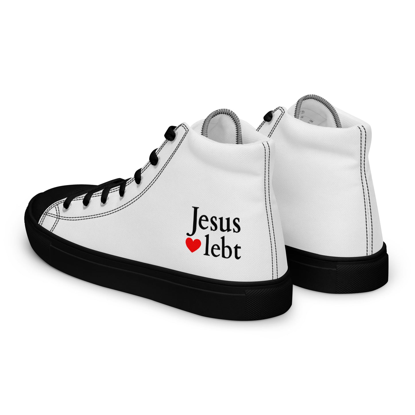Jesus lebt - High-Top Leinenschuhe für Damen - Schwarz/weiß DE faith design by The Light of Life