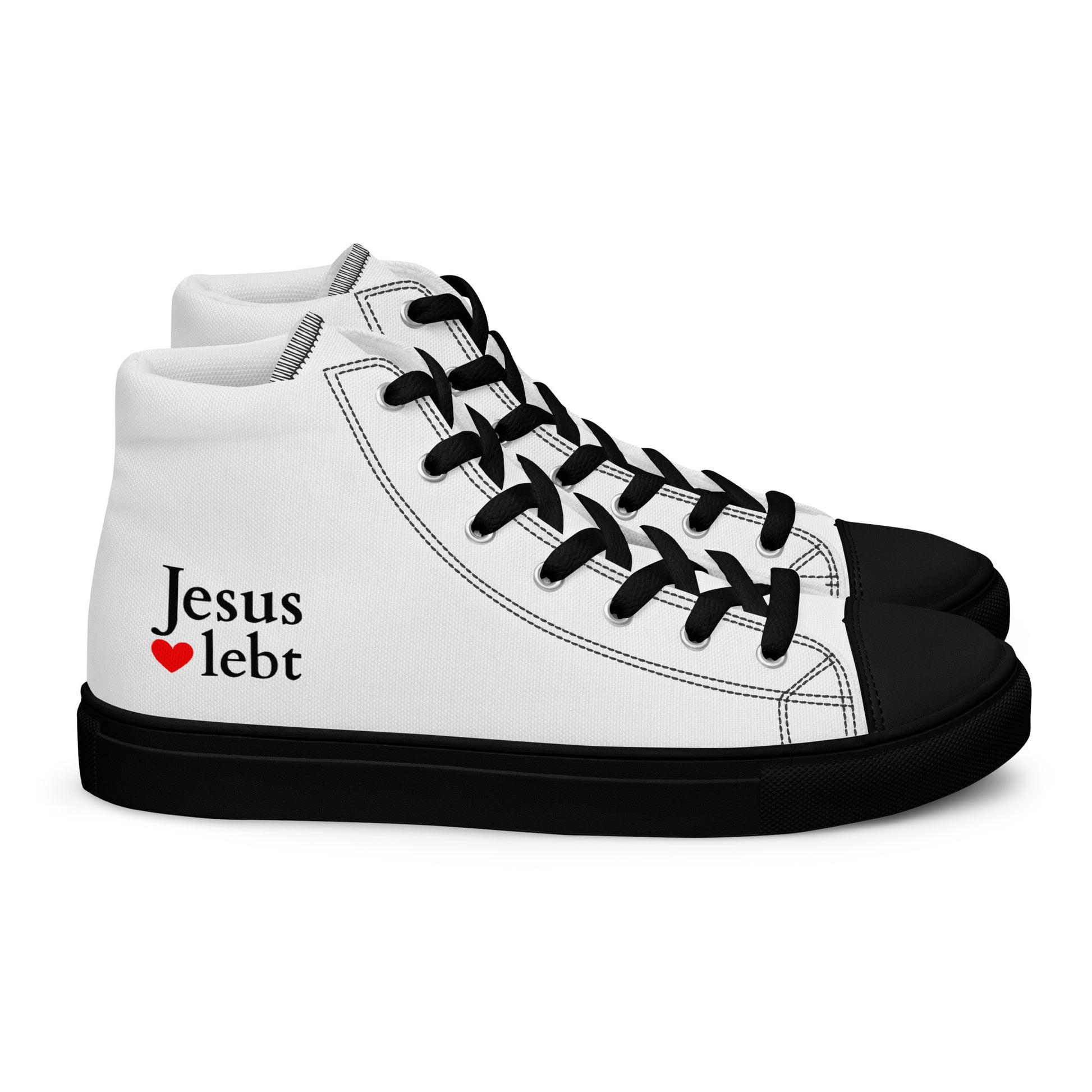 Jesus lebt - High-Top Leinenschuhe für Damen - Schwarz/weiß DE faith design by The Light of Life