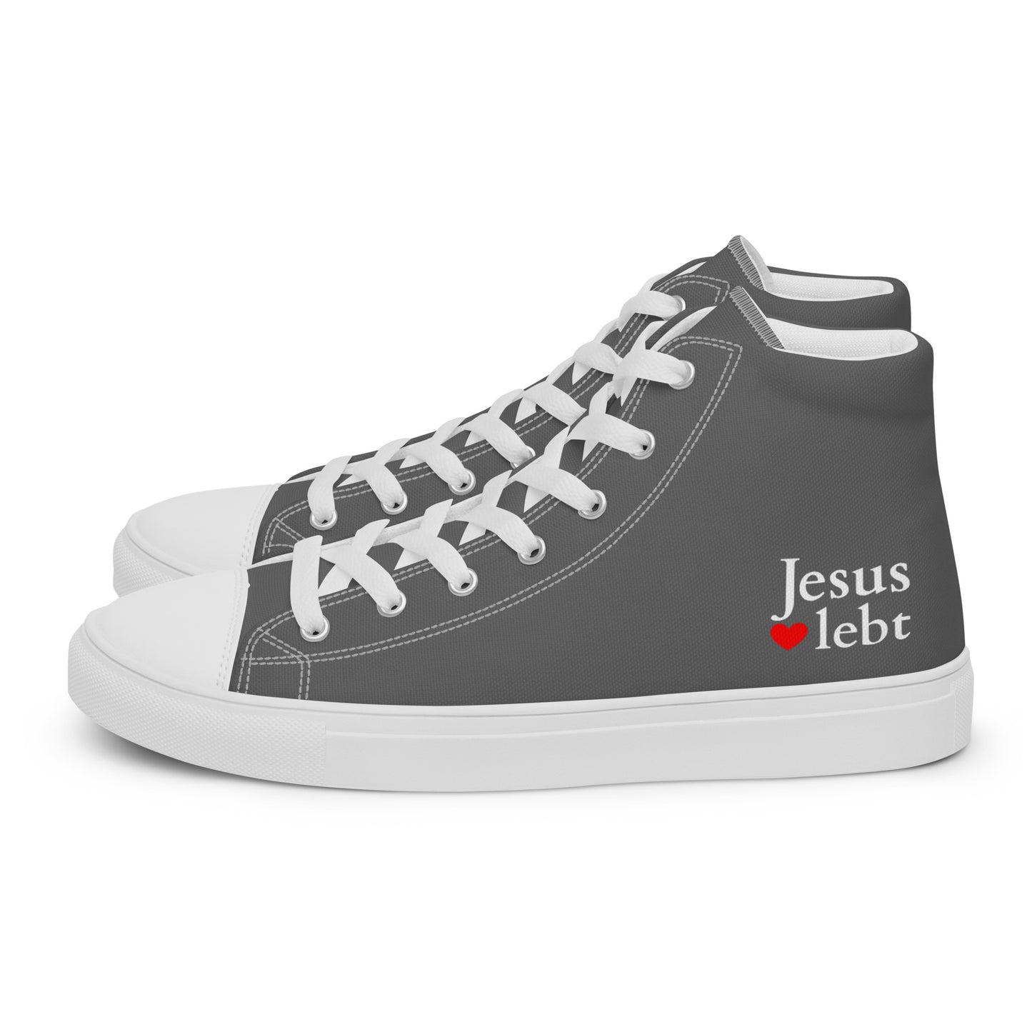 Jesus lebt - High-Top Leinenschuhe für Damen - Weiß/Grau DE faith design by The Light of Life