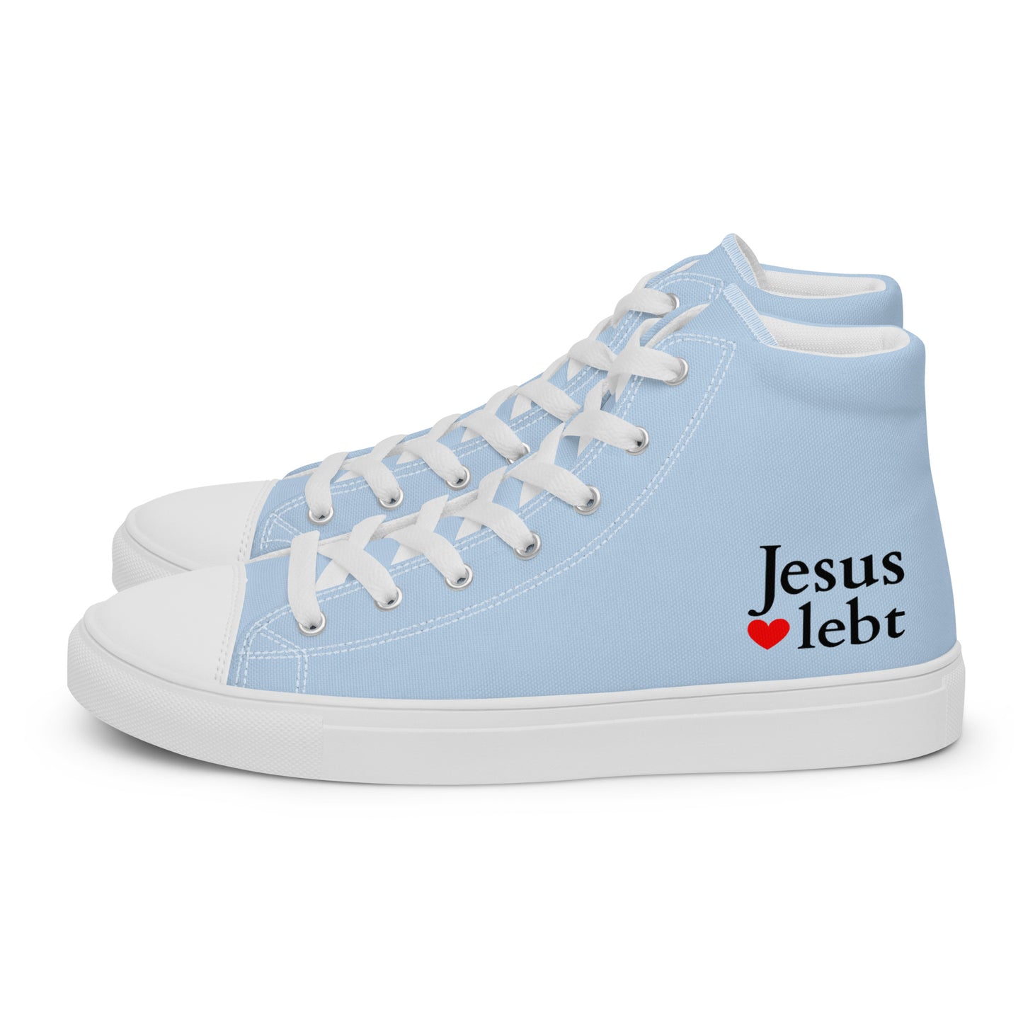 Jesus lebt - High-Top Leinenschuhe für Damen - Weiß/Blau DE faith design by The Light of Life