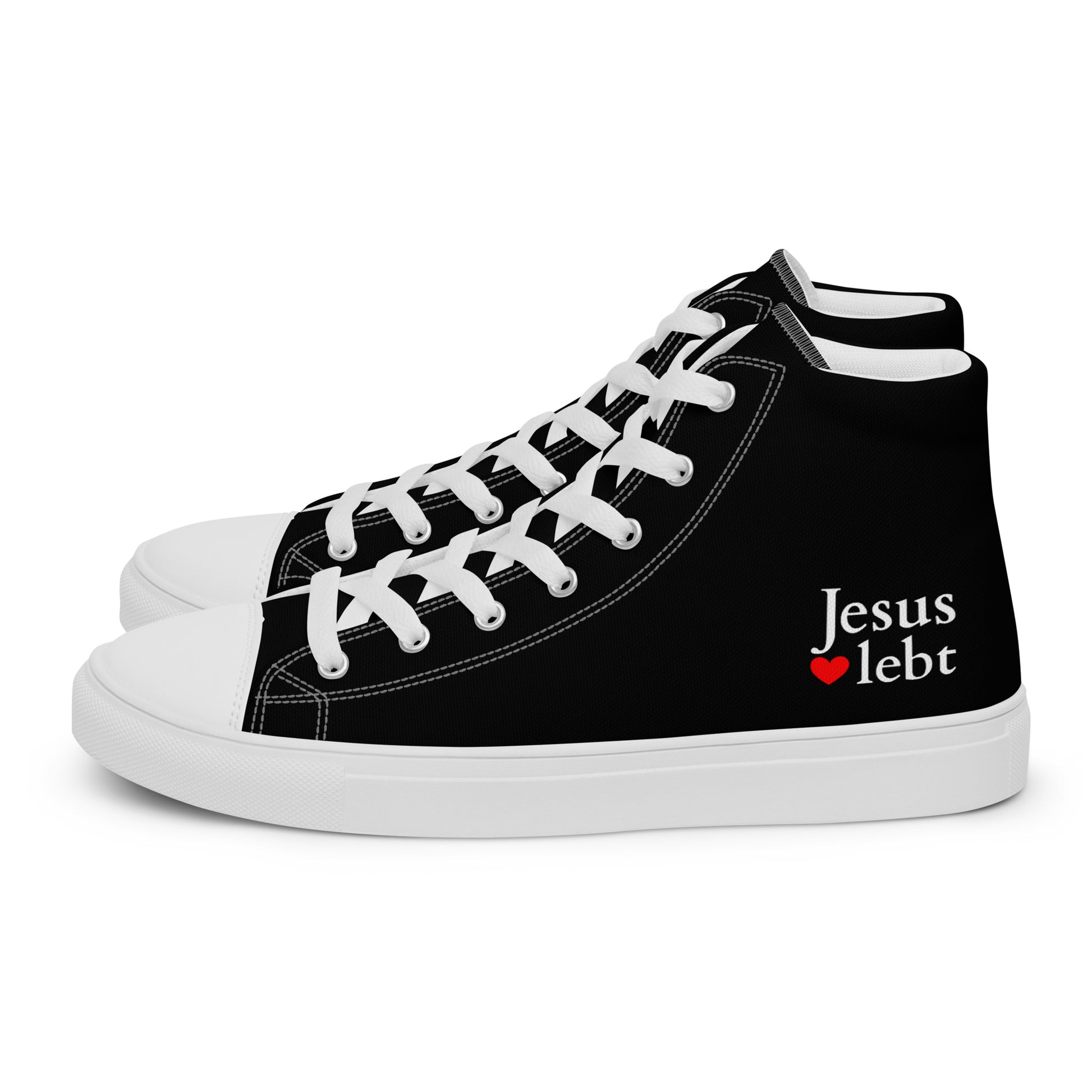 Jesus lebt - High-Top Leinenschuhe für Damen Weiß/Schwarz DE faith design by The Light of Life