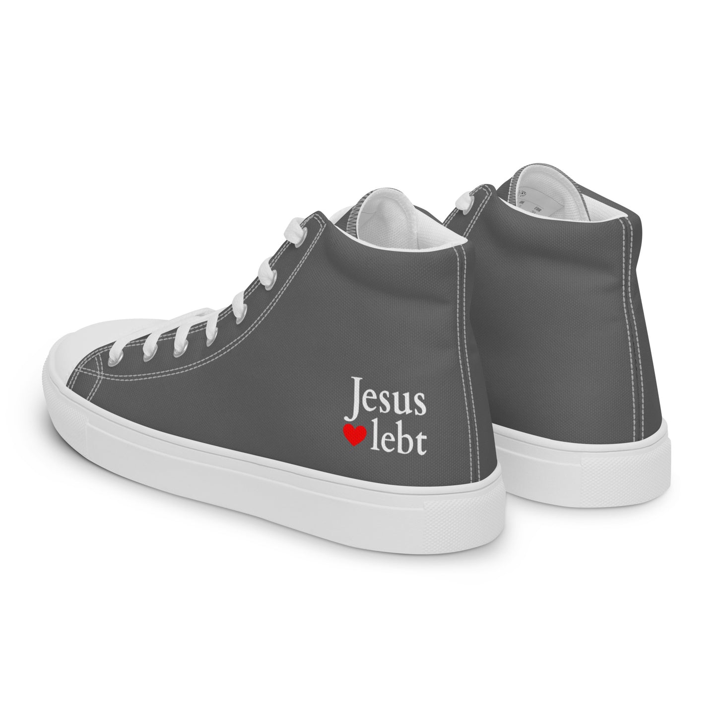Jesus lebt - High-Top Leinenschuhe für Damen - Weiß/Grau DE faith design by The Light of Life