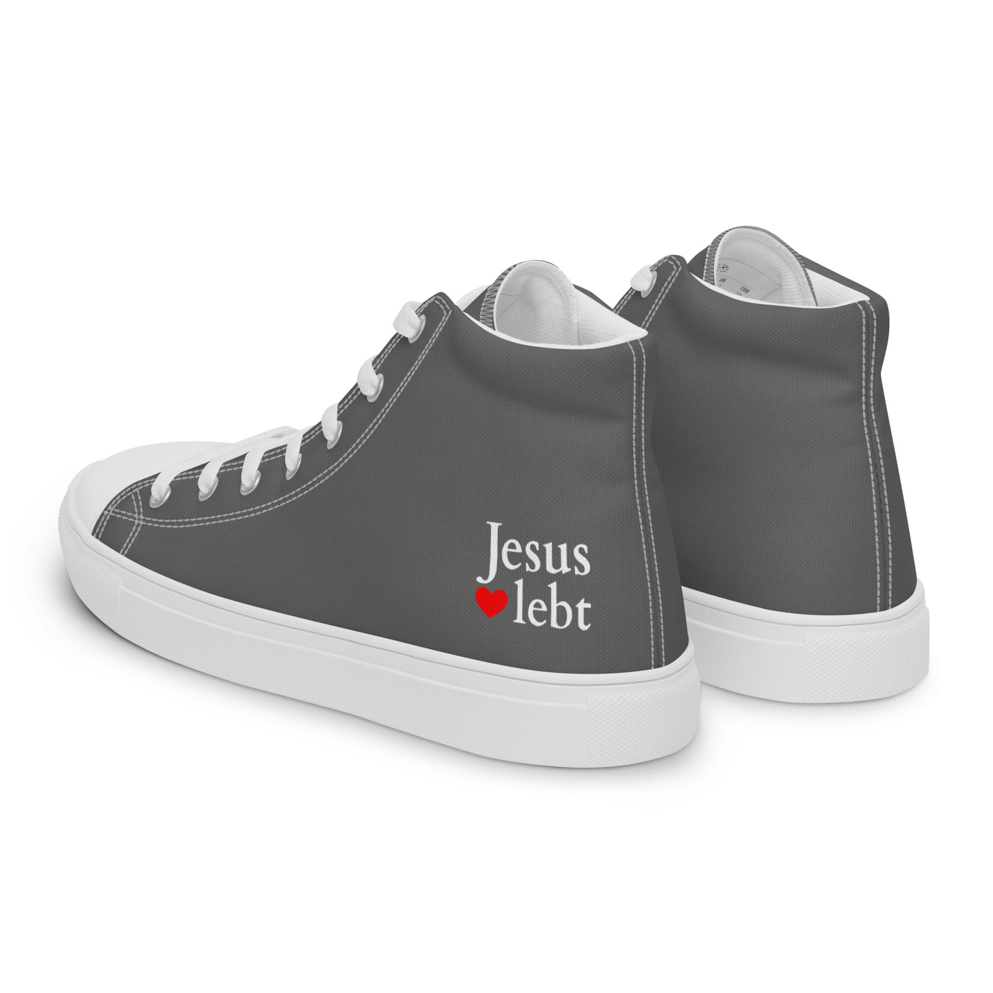 Jesus lebt - High-Top Leinenschuhe für Damen - Weiß/Grau DE faith design by The Light of Life