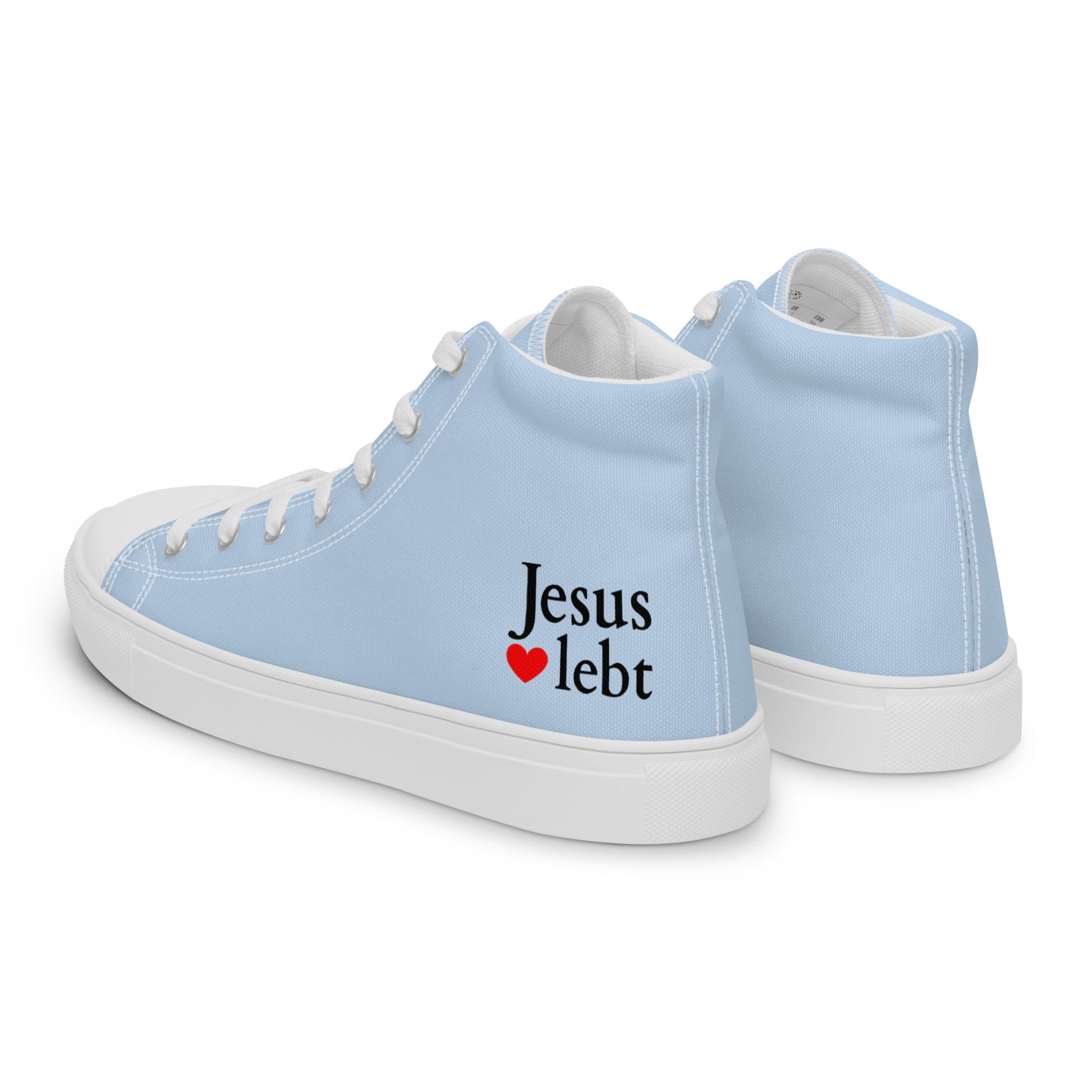 Jesus lebt - High-Top Leinenschuhe für Damen - Weiß/Blau DE faith design by The Light of Life