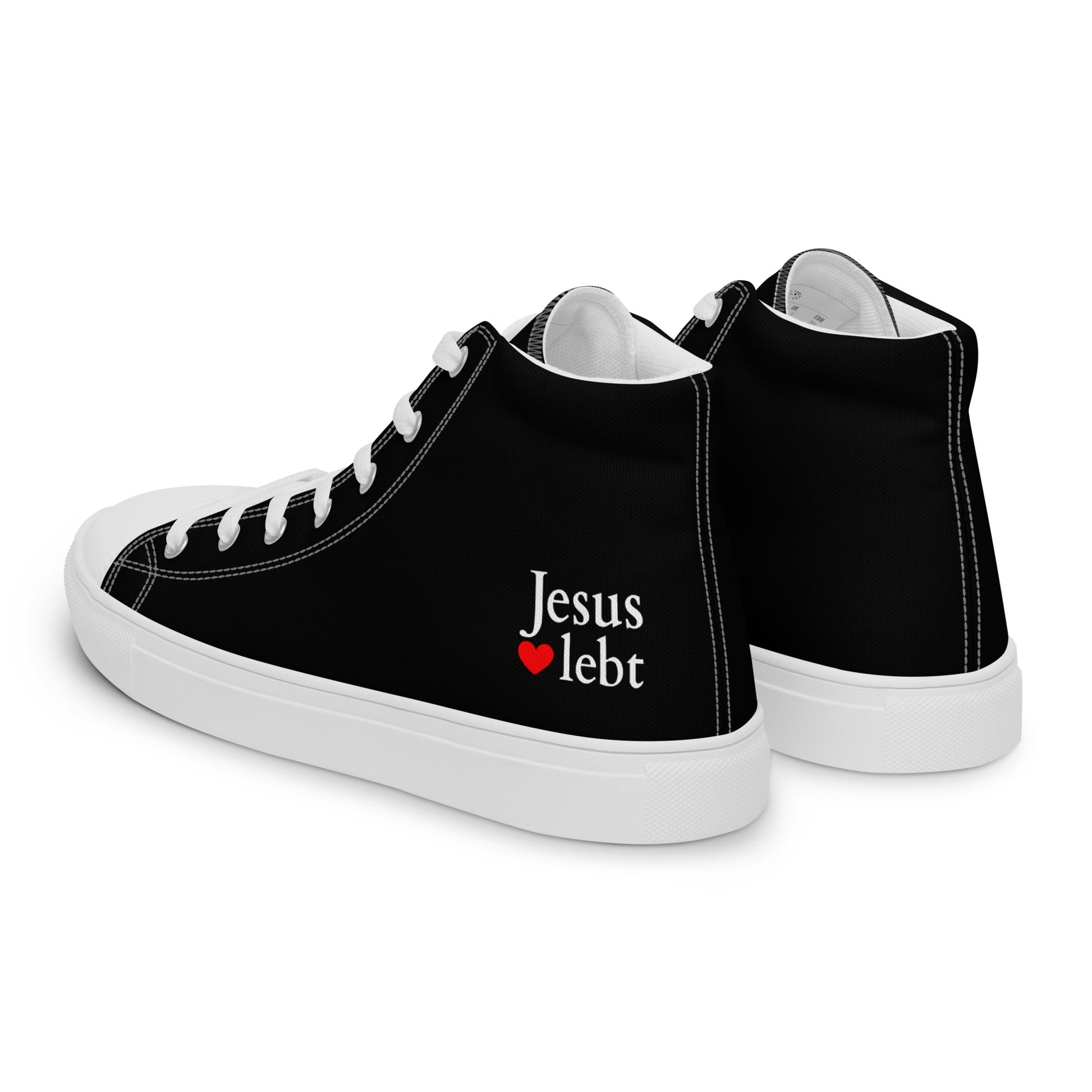Jesus lebt - High-Top Leinenschuhe für Damen Weiß/Schwarz DE faith design by The Light of Life