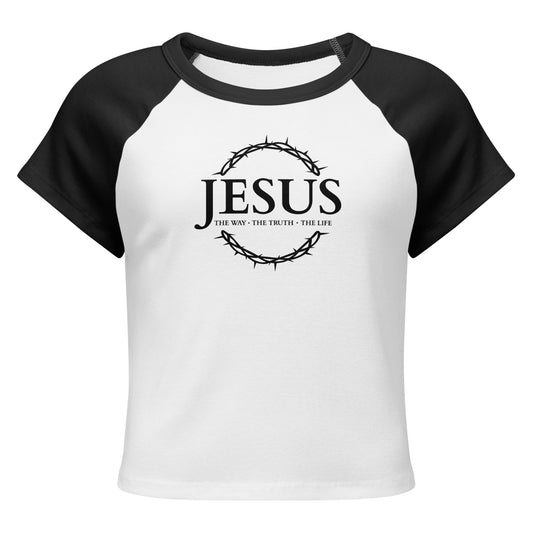 JESUS Ribbed Baseball T-Shirt – Fitted, Soft Cotton, Sporty Casual Look faith design by The Light of Life